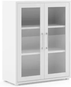 Hioshop Prisme archiefkast 2 glazen deuren wit.