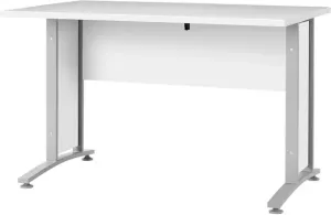 Hioshop Prisme Bureau Elektrisch In Hoogte Verstelbaar Wit En Zilvergrijs Staal.