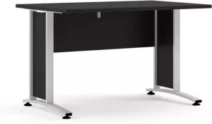 Hioshop Prisme Bureau Zwart En Zilvergrijs Staal.