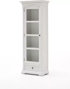 Hioshop Provence vitrinekast met 1 glazen deur in wit.