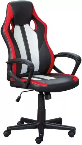 Hioshop RacingFun kantoorstoel zwart rood wit.