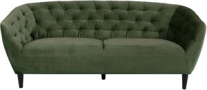 Hioshop Rita 3-zitsbank bosgroen rubberhout zwart.