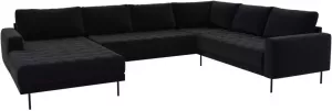 Hioshop Rollo Hoekbank Met Chaise Longue En Zwarte Poten. Antracietgrijs linksdraaiend