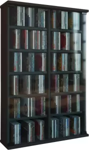 Vcm Houten CD DVD Stand Shelf Kabinet Opbergvloer Stand Roma Glazen Deur Houten CD DVD Stand Shelf Kabinet Opbergvloer Stand Roma Glazen Deur