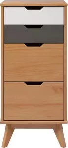 Hioshop Scandik kommode 4 laden honing wit grijs.