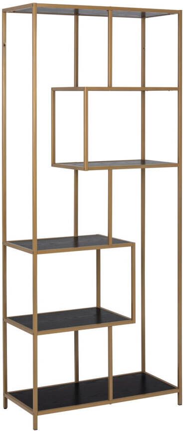 Fyn Boekenkast Sabro goudkleur met zwart melamine bladen