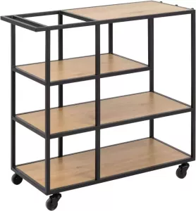 Emob Trolley Seaford met 2 zwevende legplanken wilde eik zwart