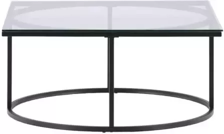 Hioshop Skanör salontafel 90x90cm zwart glas.