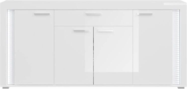 Hioshop Skylight dressoir 4 deuren 1 lade met licht hoog glans wit glas grijs wit.