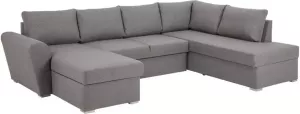 Hioshop Stan slaapbank hoek rechts met chaise longue links in lichtgrijs.