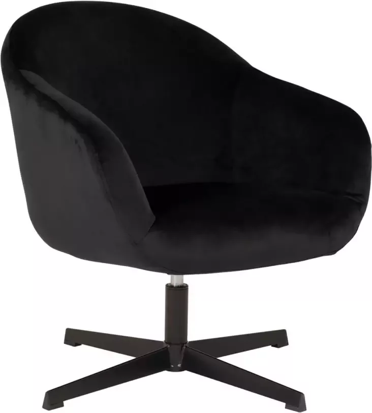 Hioshop Sydney fauteuil met draaivoet zwart velours zwart.