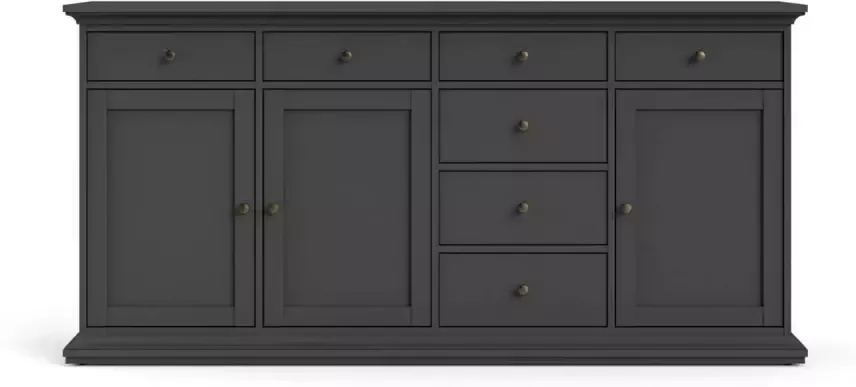 Hioshop Venedig dressoir 3 deuren en 7 laden mat grijs.