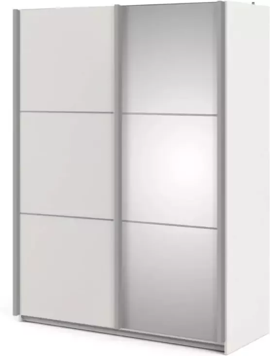 Hioshop Veto kledingkast C 2 deurs met 1 spiegel H200 cm x B150 cm wit essendecor.