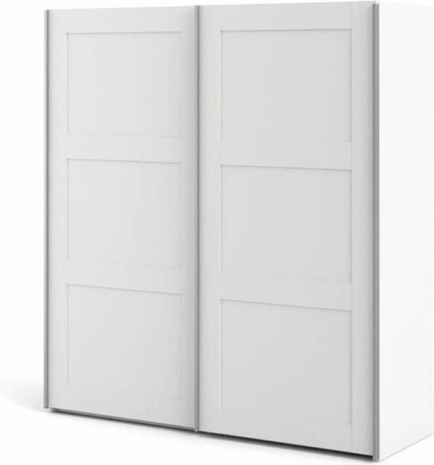 Hioshop Veto Schuifdeurkast 2 deuren breed 183 cm m structuur wit.