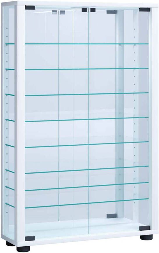 Hioshop VitrosaMini vitrinekast wandmontage met spiegel 2 glazen deuren wit. - Foto 2