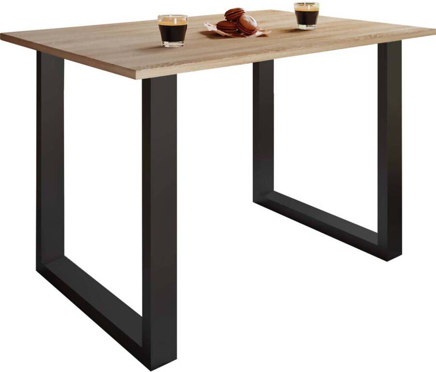 Hioshop XonaU eetkamertafel 110x50cm eik decor zwart.