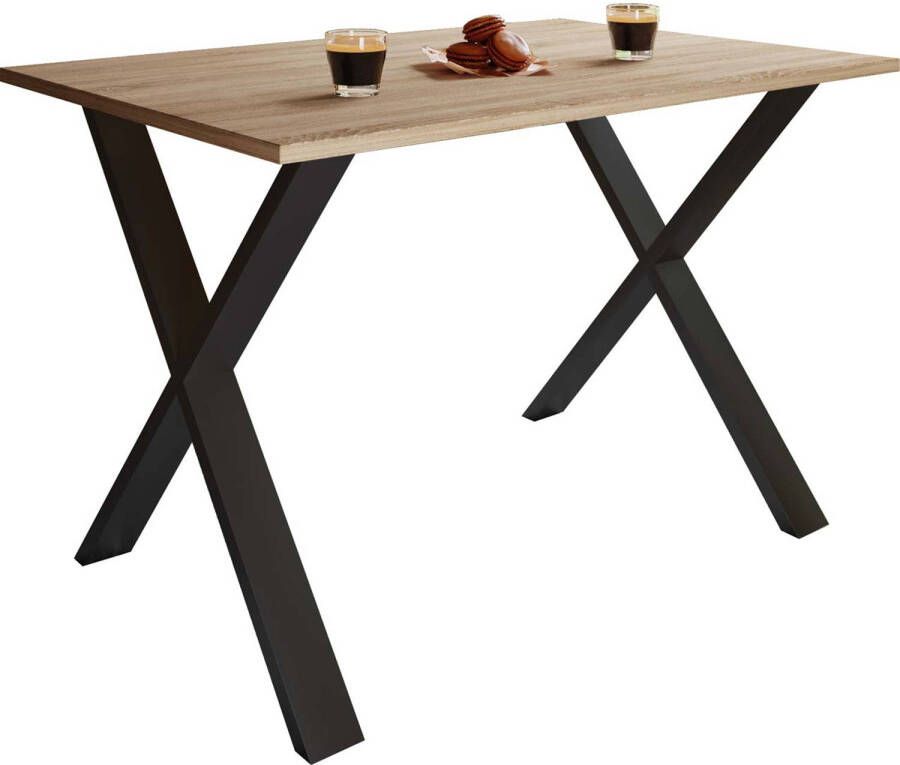 Hioshop XonaX eetkamertafel 110x50cm eik decor zwart.