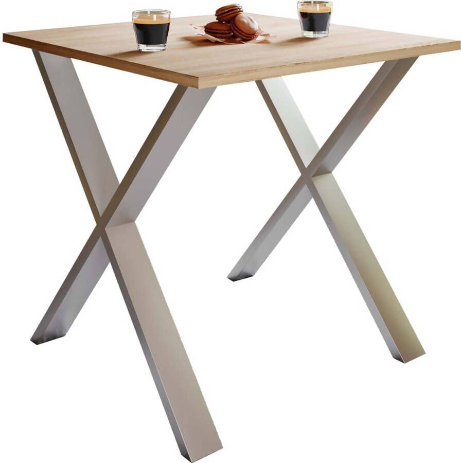 Vcm Premium houten eettafel Keukentafel Eettafel Tafel Xona X Zilver Premium houten eettafel Keukentafel Eettafel Tafel Xona X Zilver