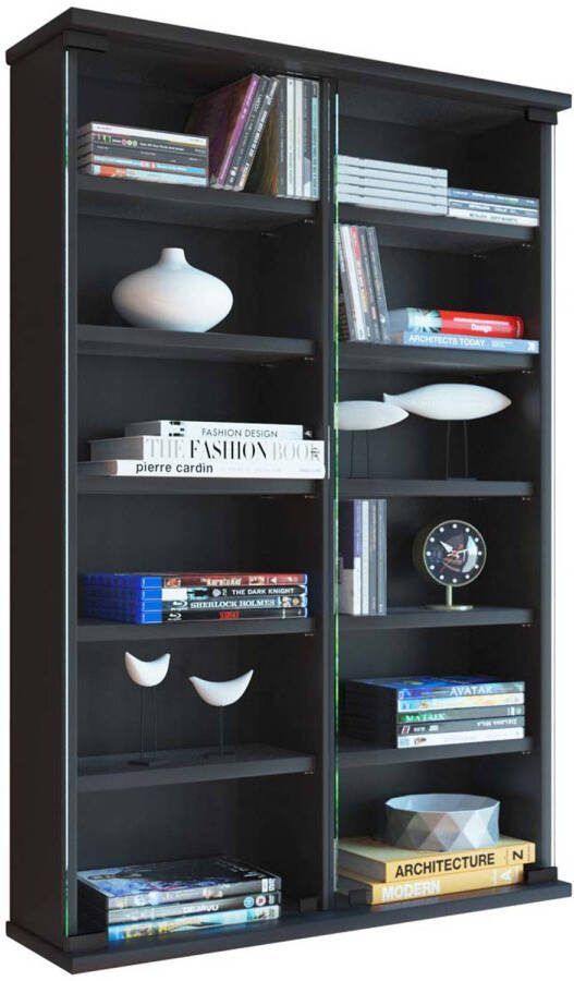 Vcm Houten CD DVD wandplank Hangende plank Wandkast Wandvitrinekast Zuntisa glazen deur Houten CD DVD wandplank Hangende plank Wandkast Wandvitrinekast Zuntisa glazen deur