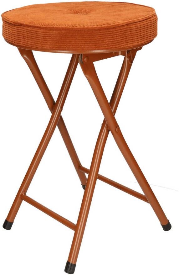 Home & Styling Bijzet krukje stoel Opvouwbaar bruin Ribcord D33 x H49 cm Krukjes - Foto 1