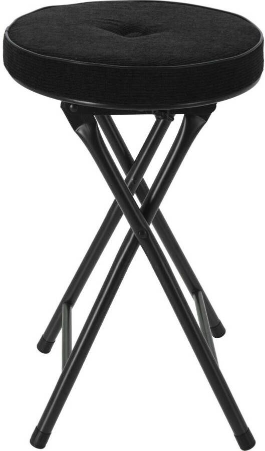 Home & Styling Bijzet krukje stoel Opvouwbaar zwart Ribcord D33 x H49 cm Krukjes - Foto 1