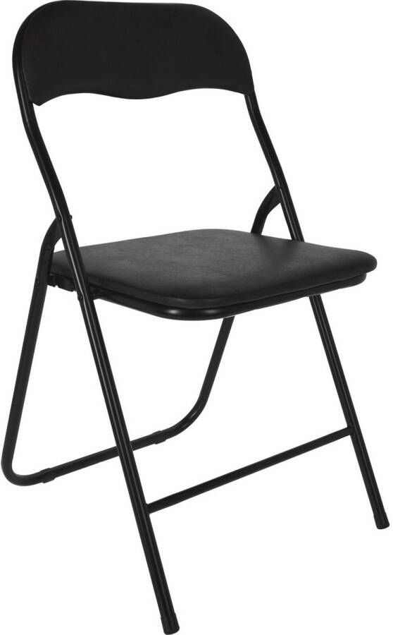 Home & Styling Klapstoel met kunstleer zitting zwart 40 x 38 x 88 cm metaal Klapstoelen