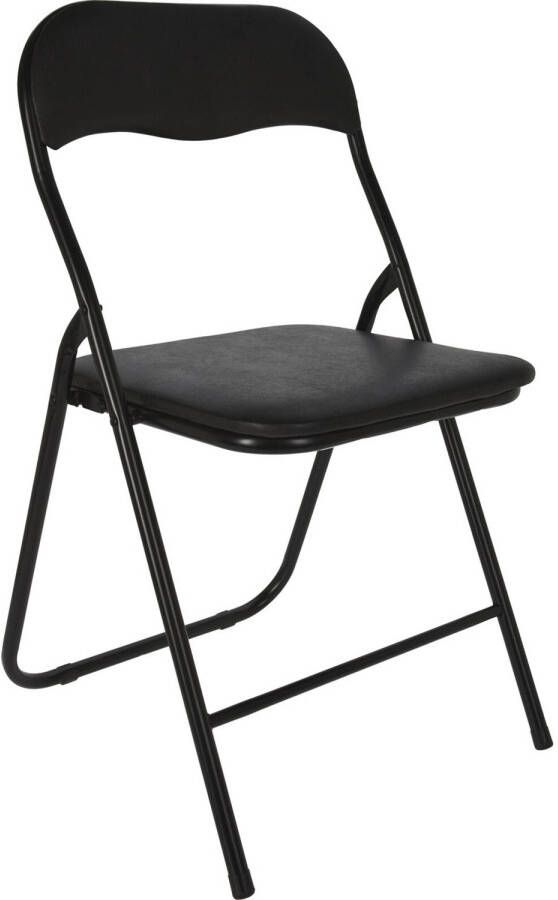 Home & Styling Klapstoel met kunstleer zitting zwart 40 x 38 x 88 cm metaal Klapstoelen - Foto 1