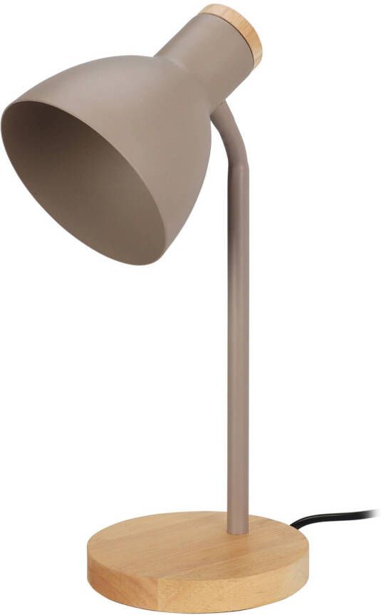 Home & Styling Tafellamp bureaulampje Design Light hout metaal beige H36 cm Leeslamp Bureaulampen