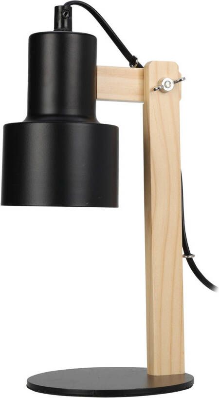 Home & Styling Tafellamp bureaulampje Design Light hout metaal zwart H32 cm Leeslamp Bureaulampen - Foto 1