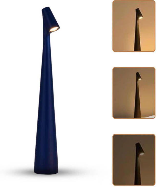 Homezie StandGlow Staande Tafellamp Uniek Design Lange Batterijduur Nachtlamp Draadloze Lamp Donkerblauw