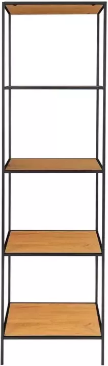 House Nordic Vita Shelf met zwart frame en 5 eikenlook planken 51x36x170 cm
