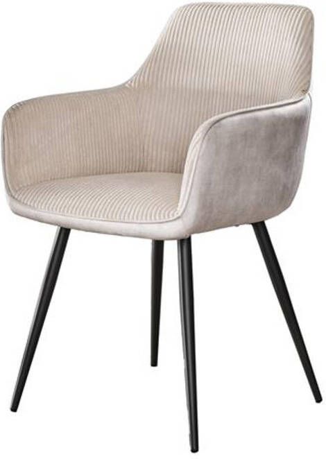 Hoyz Collection Armstoel Rib Gebroken Wit Set van 2