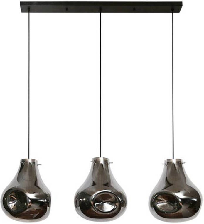 Hoyz Collection Hanglamp 3L Dent Glass Artic Zwart