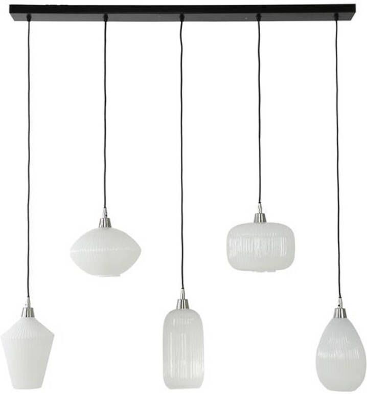 Hoyz Collection Hanglamp 5L Stripe White Glass Mix Wit
