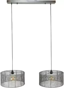 Hoyz Collection Hoyz Hanglamp 2L Stringshade Metaal Zwart Nikkel 120x45x150