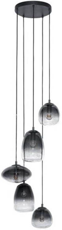 Hoyz Hanglamp 5L Mix Getrapt Glass Shaded Artic zwart