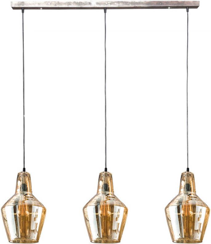 Hoyz Collection Hoyz Hanglamp met 3 kegelvormige lampen Amberkleurig glas 150cm