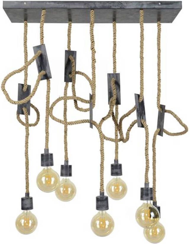 Hoyz Collection Hoyz Hanglamp met 7 Lampen Jutte Touwen Grijs 150cm
