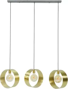 Hoyz Hanglamp Vegas Met 3 Ronde Lampen Goud Afgewerkt 150cm Lang Industriële Hanglamp Voor Woonkamer Of Eetkamer