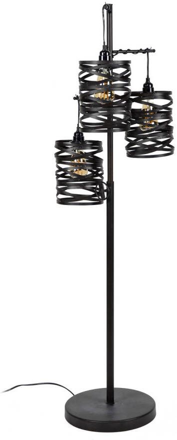 Hoyz Collection Industriele Vloerlamp 3 Lampen Spiraal Zwart