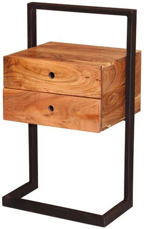 Hoyz Collection Hoyz Nachtkastje Rigid Zwart Met 2 Lades Bruin