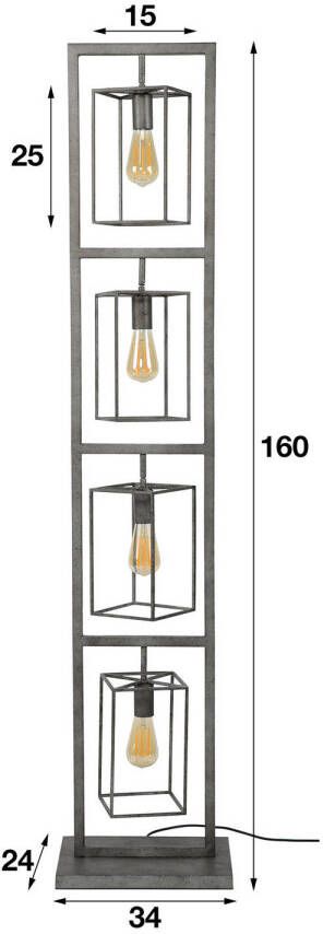 Hoyz Collection Hoyz Vloerlamp Cubic Tower 4 Lampen 34x24x160