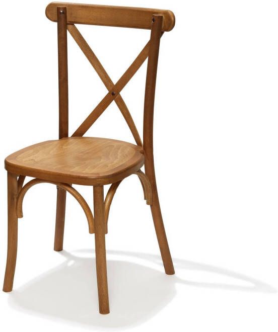 Essentials Crossback Stapelstoel massief hout Licht bruin SET VAN 7
