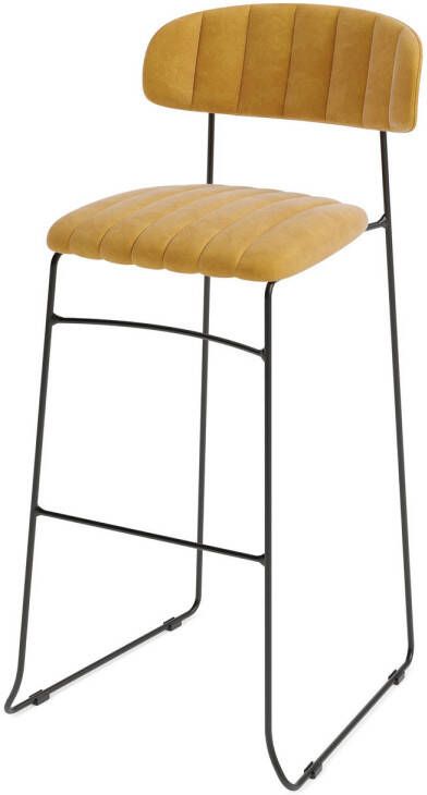 Huismerk Mundo Stapelbare barkruk geel velvet gestoffeerd brandvertragend SET VAN 2