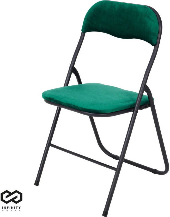 Infinity Goods Klapstoel Vouwstoel Fluweel Eettafelstoel Opklapbare Stoel 43 x 47 x 80 CM Stoel Groen