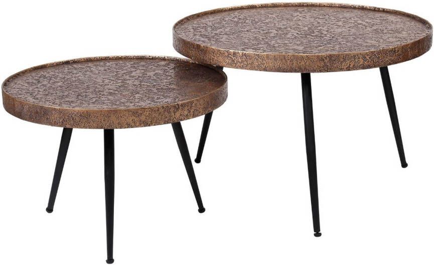 Intens Wonen AnLi-Style Salontafel set van 2 ronde tafeltjes metallic antiek brons - Foto 1