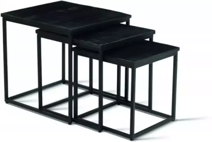 Interiax Bijzettafel &apos;Milan&apos; 3-delig Zwart
