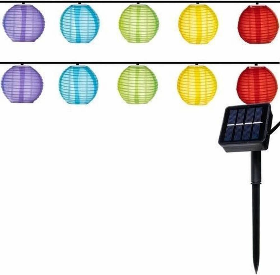 Iso Trade Lampion slinger feestverlichting op zonne-energie waterbestending LED 2 7m multi-color solar 10 lampionnen - Foto 1