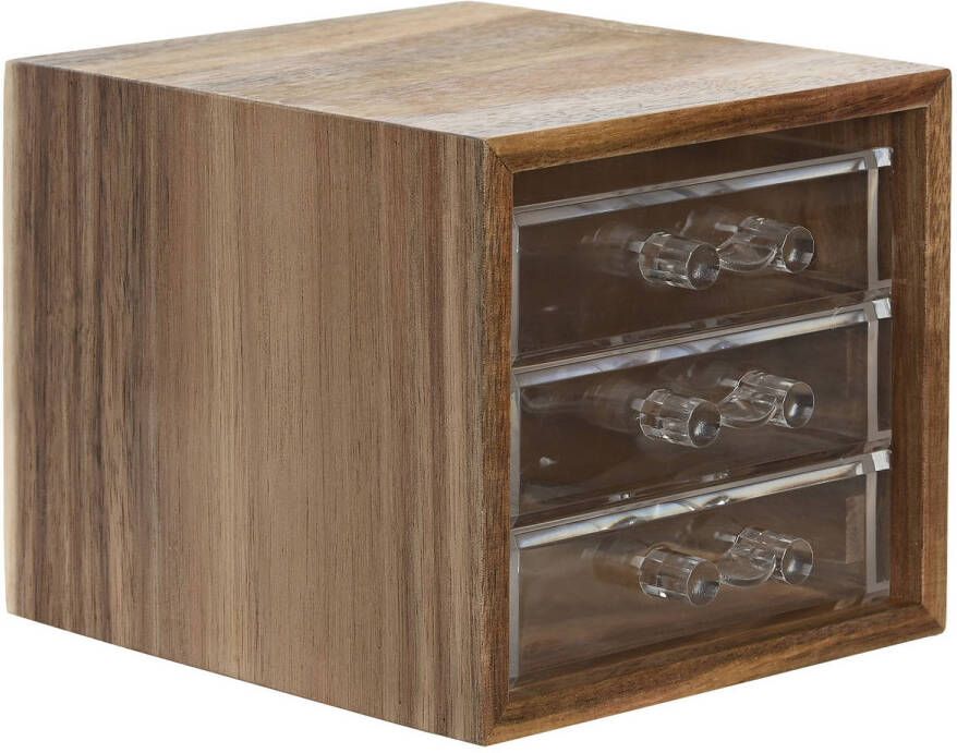 Items bureau hobby organizer 3 lades 14 x 13 x 12 cm acacia hout Ladeblok - Foto 1