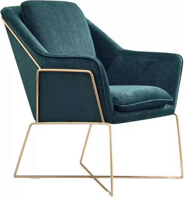 IVOL Design fauteuil Selena Smaragd groen met gouden frame